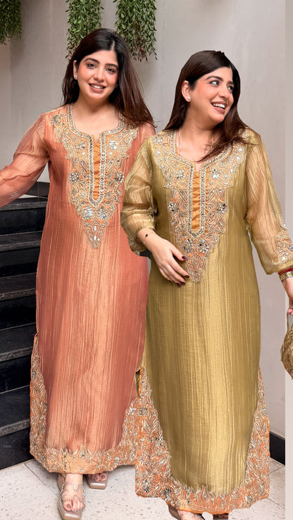 Tahini Mirror Embroidered Co ord Set with Potli