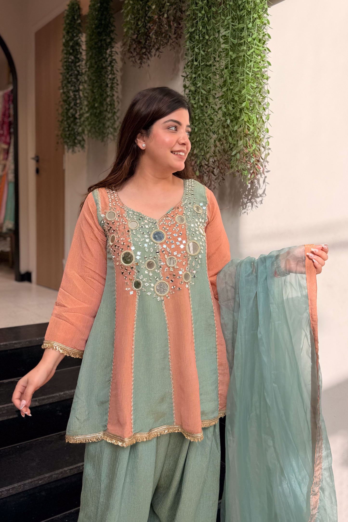 Tahini Mirror Detailing Suit Set