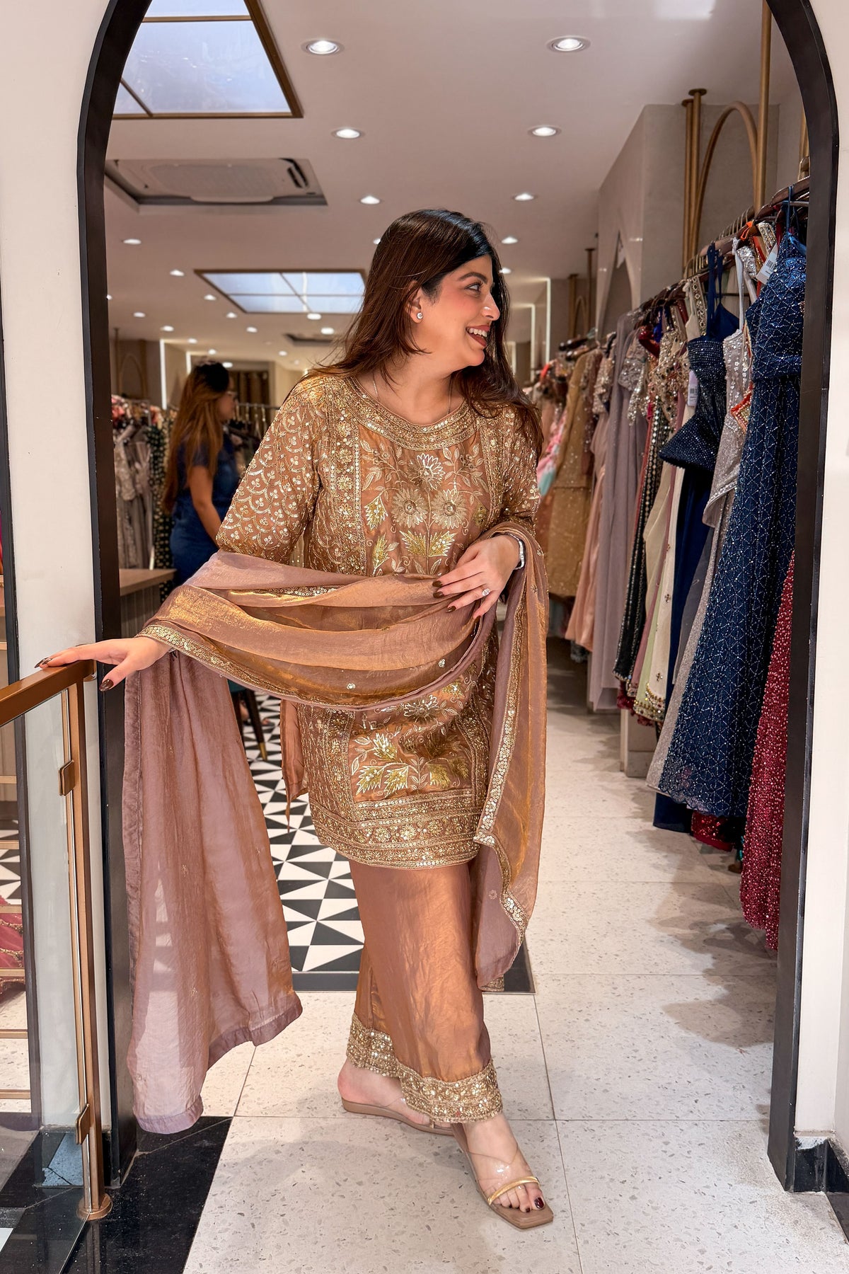 Dilbar Golden Embroidered Suit Set