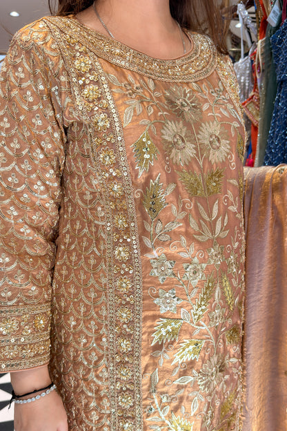 Dilbar Golden Embroidered Suit Set