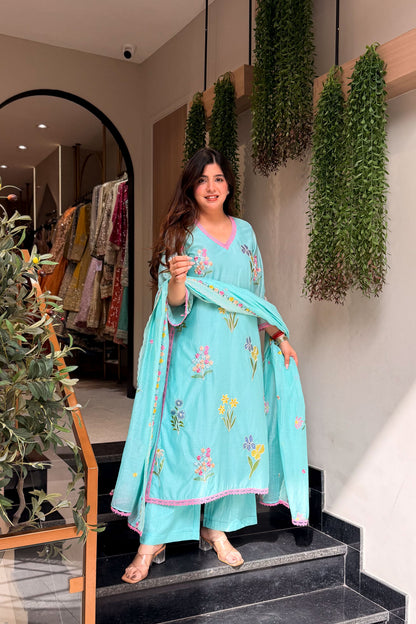 Amora Floral Embroidered Suit Set
