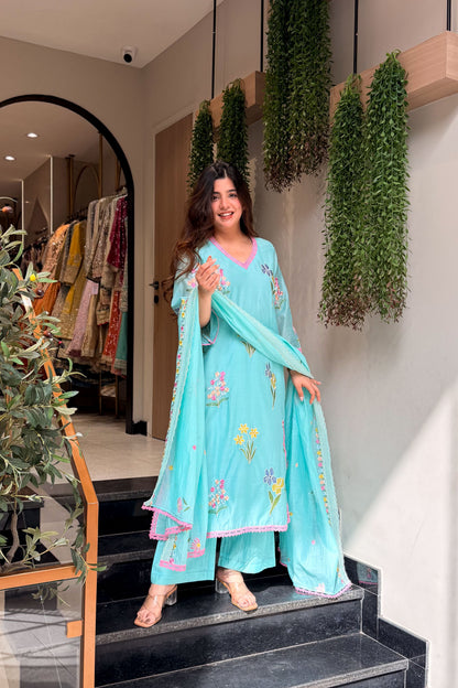 Amora Floral Embroidered Suit Set