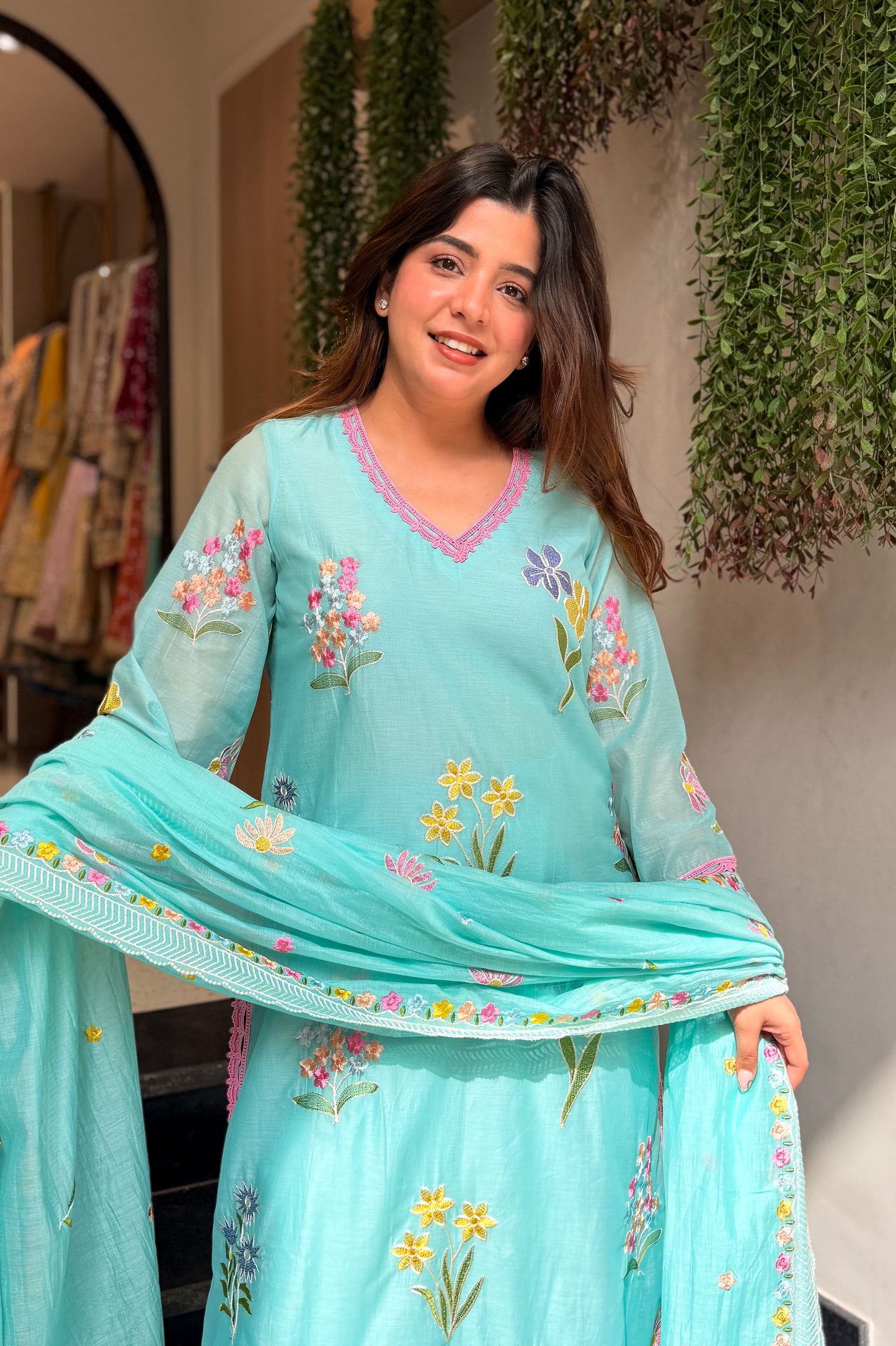 Amora Floral Embroidered Suit Set