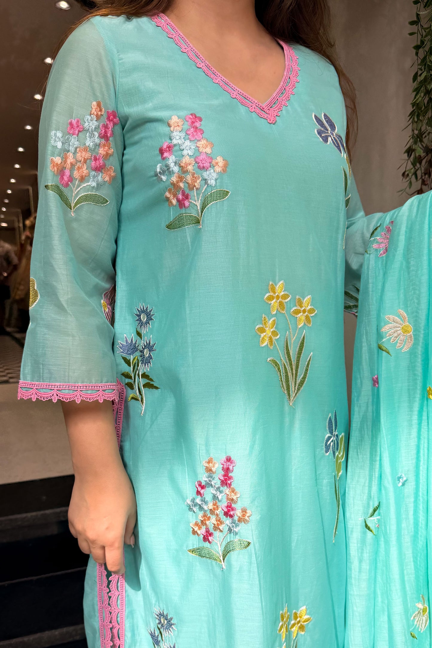 Amora Floral Embroidered Suit Set