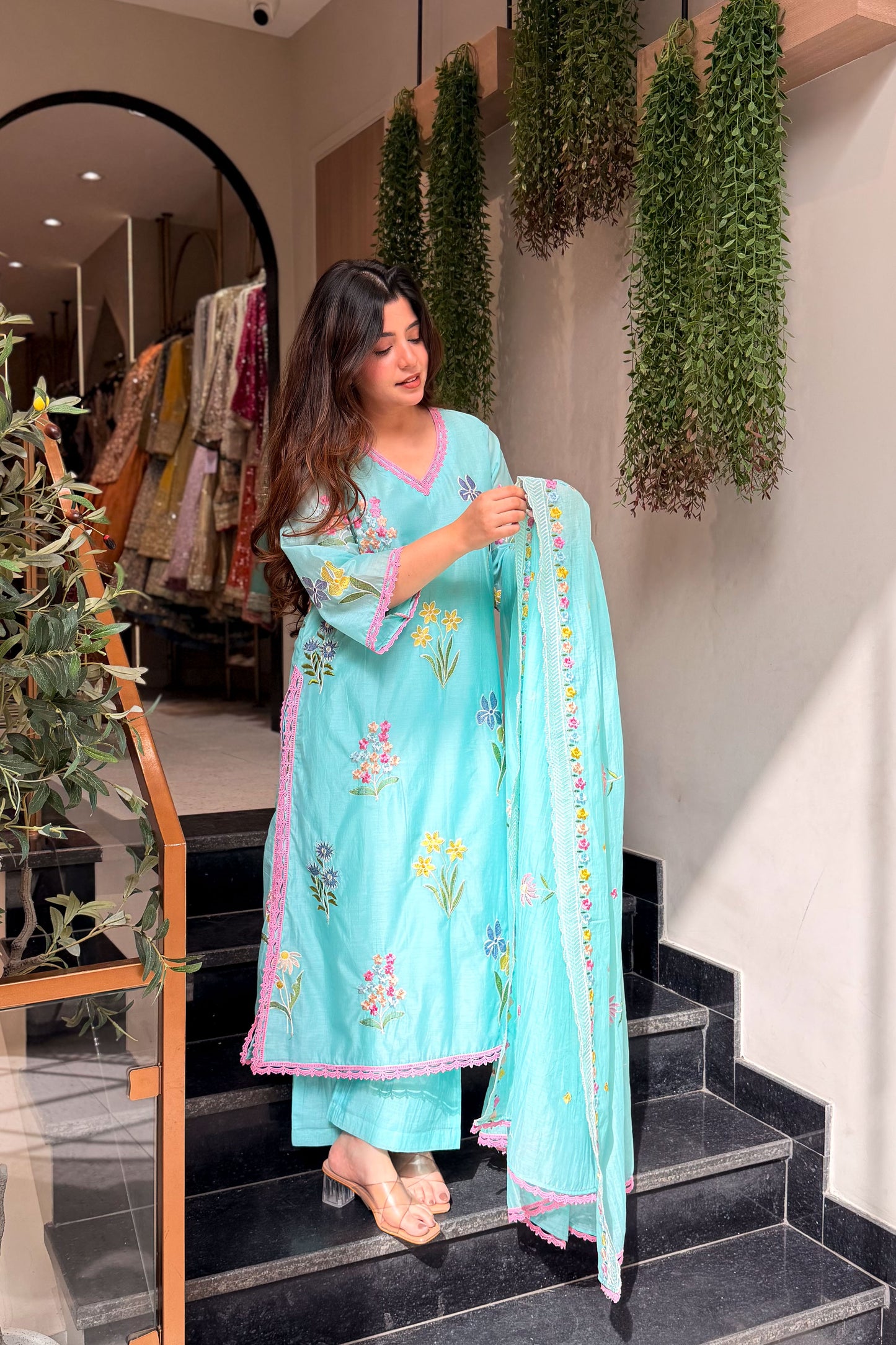 Amora Floral Embroidered Suit Set
