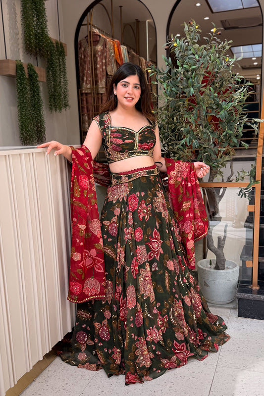 Aadhya Floral Hand Embroidered Lehenga