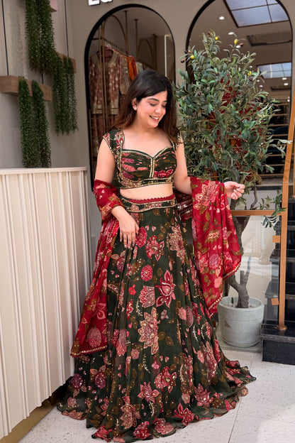 Aadhya Floral Hand Embroidered Lehenga