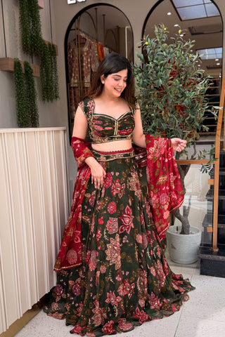 Aadhya Floral Hand Embroidered Lehenga