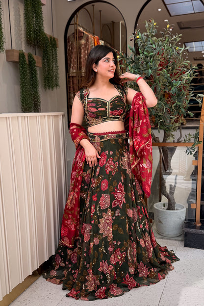 Aadhya Floral Hand Embroidered Lehenga