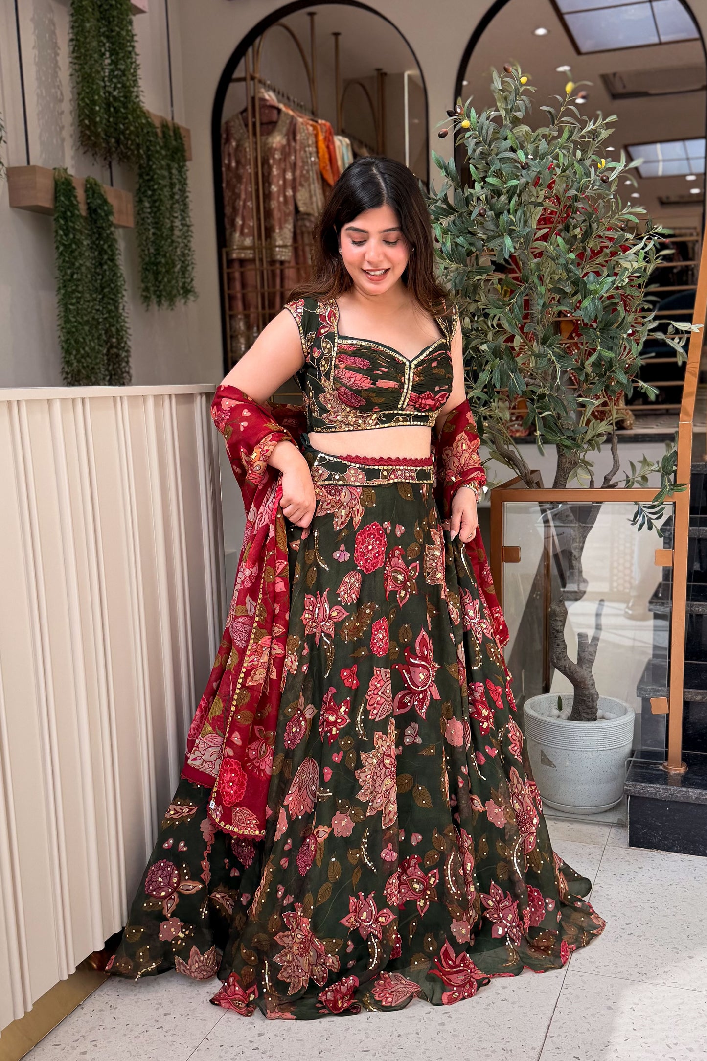 Aadhya Floral Hand Embroidered Lehenga