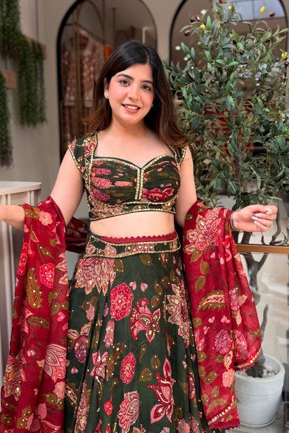 Aadhya Floral Hand Embroidered Lehenga