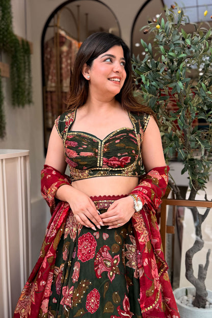 Aadhya Floral Hand Embroidered Lehenga