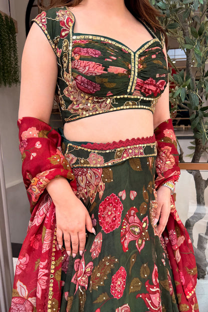 Aadhya Floral Hand Embroidered Lehenga
