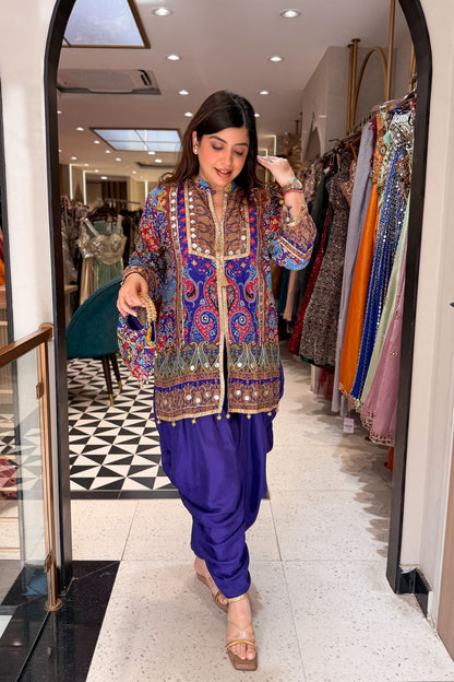 Virna Printed & Embroidered Co ord Set with Bag