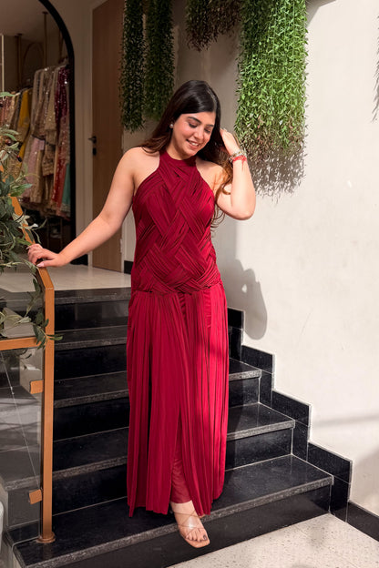 Fable Pleated Halter Dress