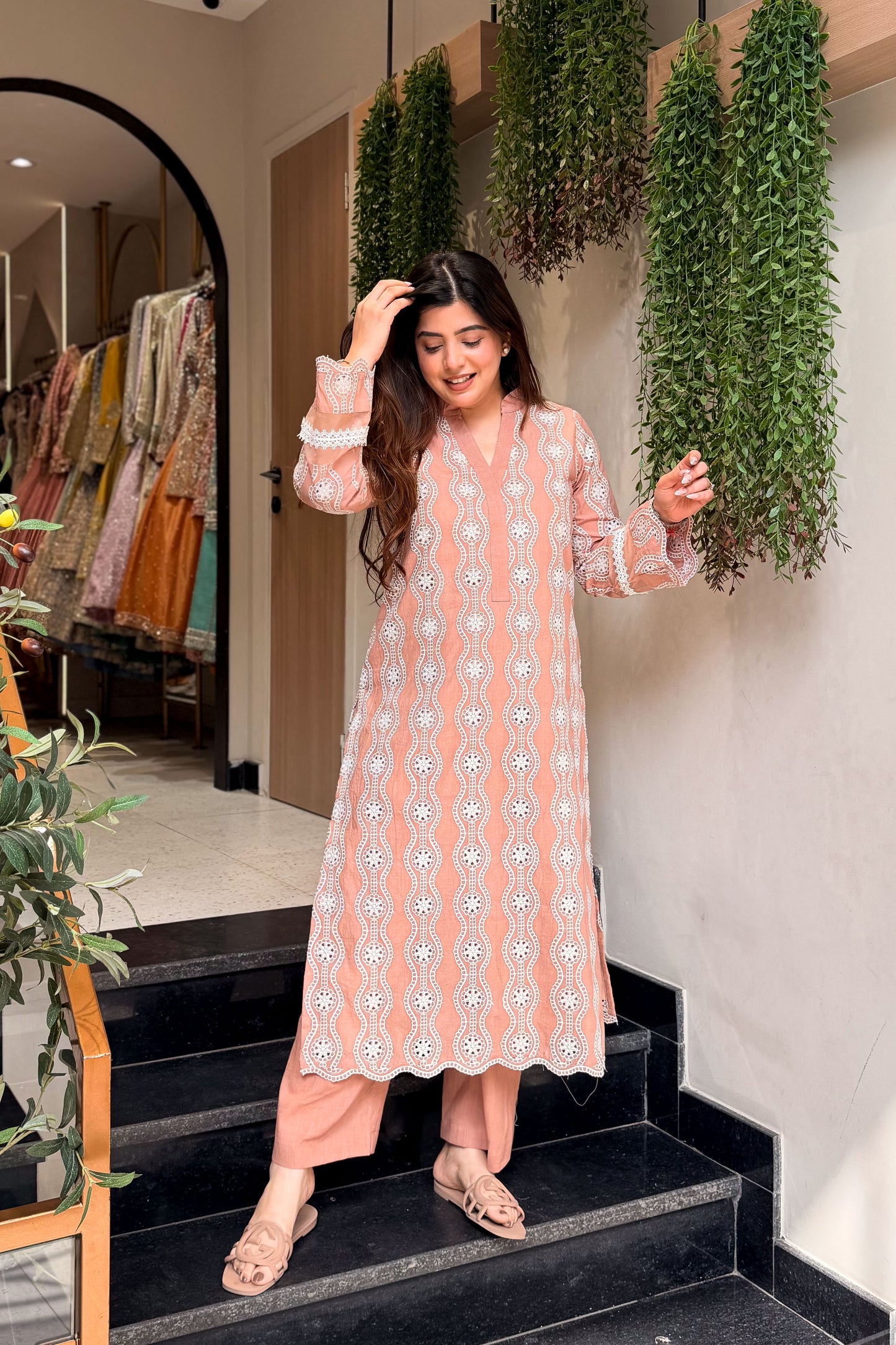 Vihaani Schiffli Work Co ord Set