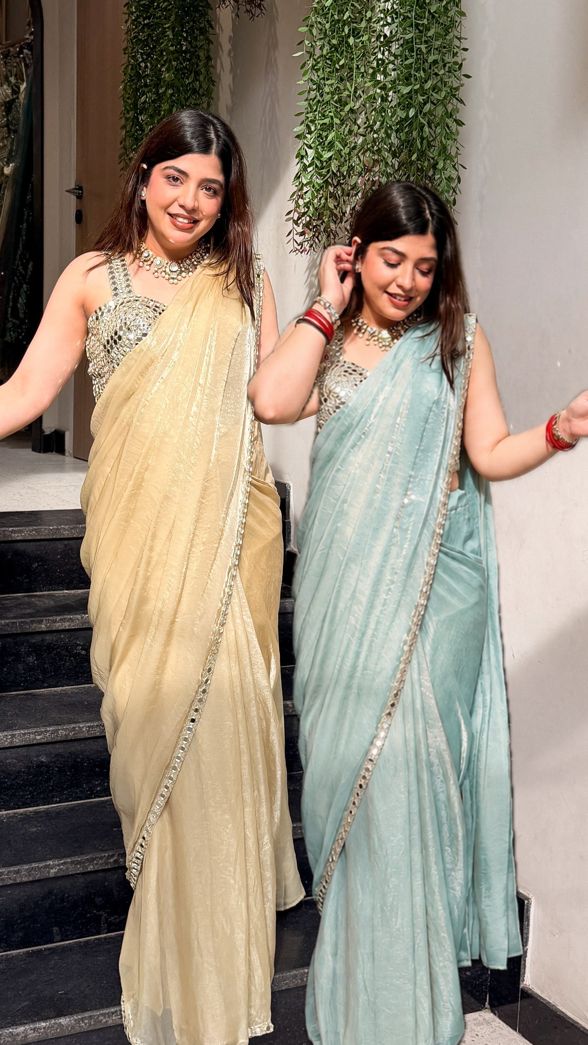 Ruvia Mirror Embroidered Drape Saree