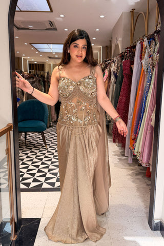 Sabika Hand Embroidered Corset Drape Saree