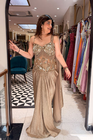 Sabika Hand Embroidered Corset Drape Saree