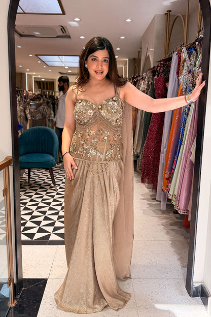 Sabika Hand Embroidered Corset Drape Saree