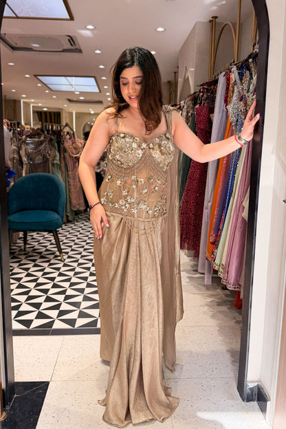 Sabika Hand Embroidered Corset Drape Saree