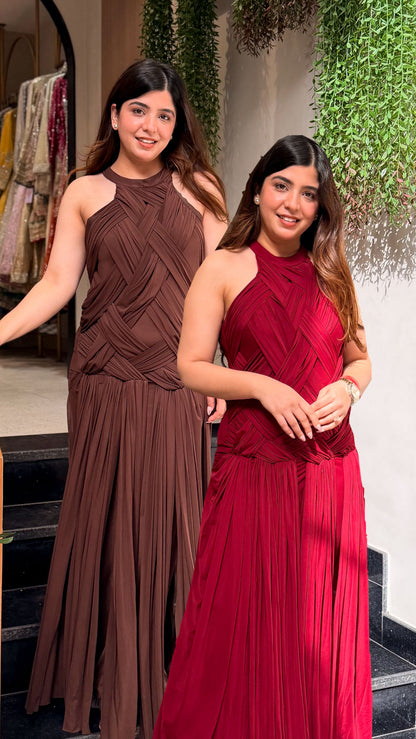 Fable Pleated Halter Dress