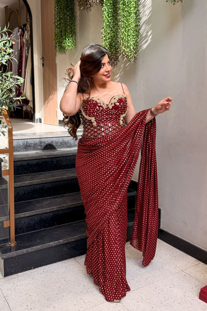 Umaira Hand Embroidered Corset Drape Saree