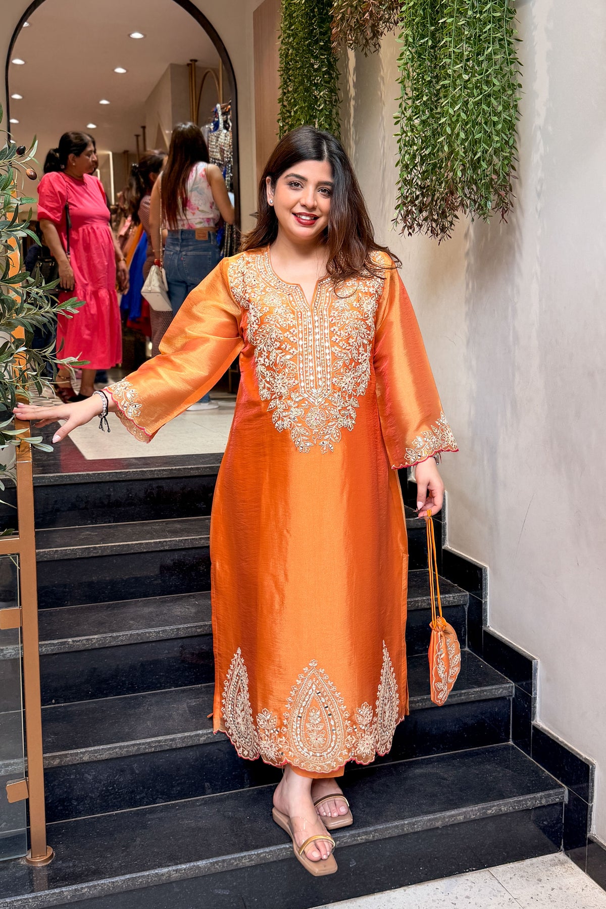 Ramila Embroidered Co ord Set with Potli
