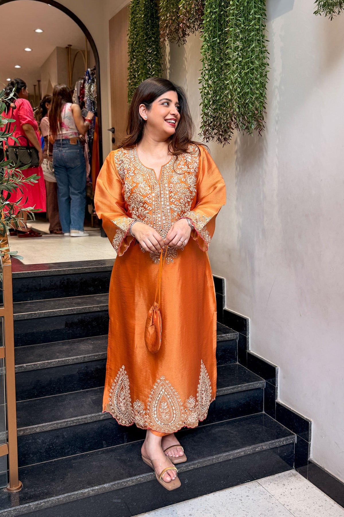 Ramila Embroidered Co ord Set with Potli