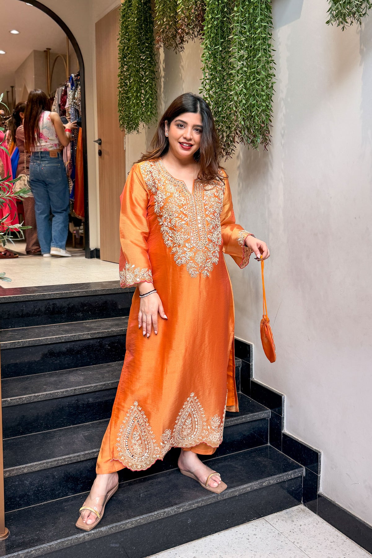 Ramila Embroidered Co ord Set with Potli