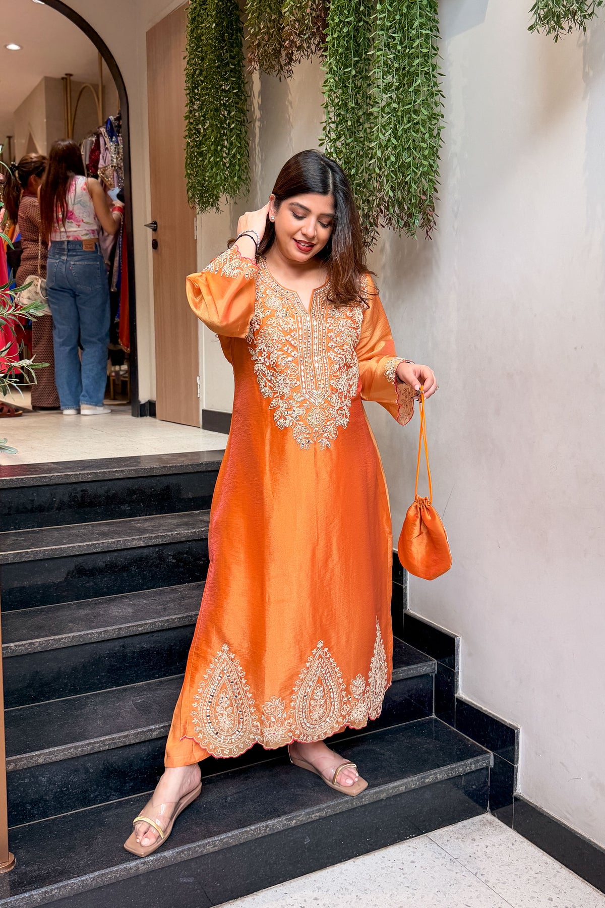 Ramila Embroidered Co ord Set with Potli