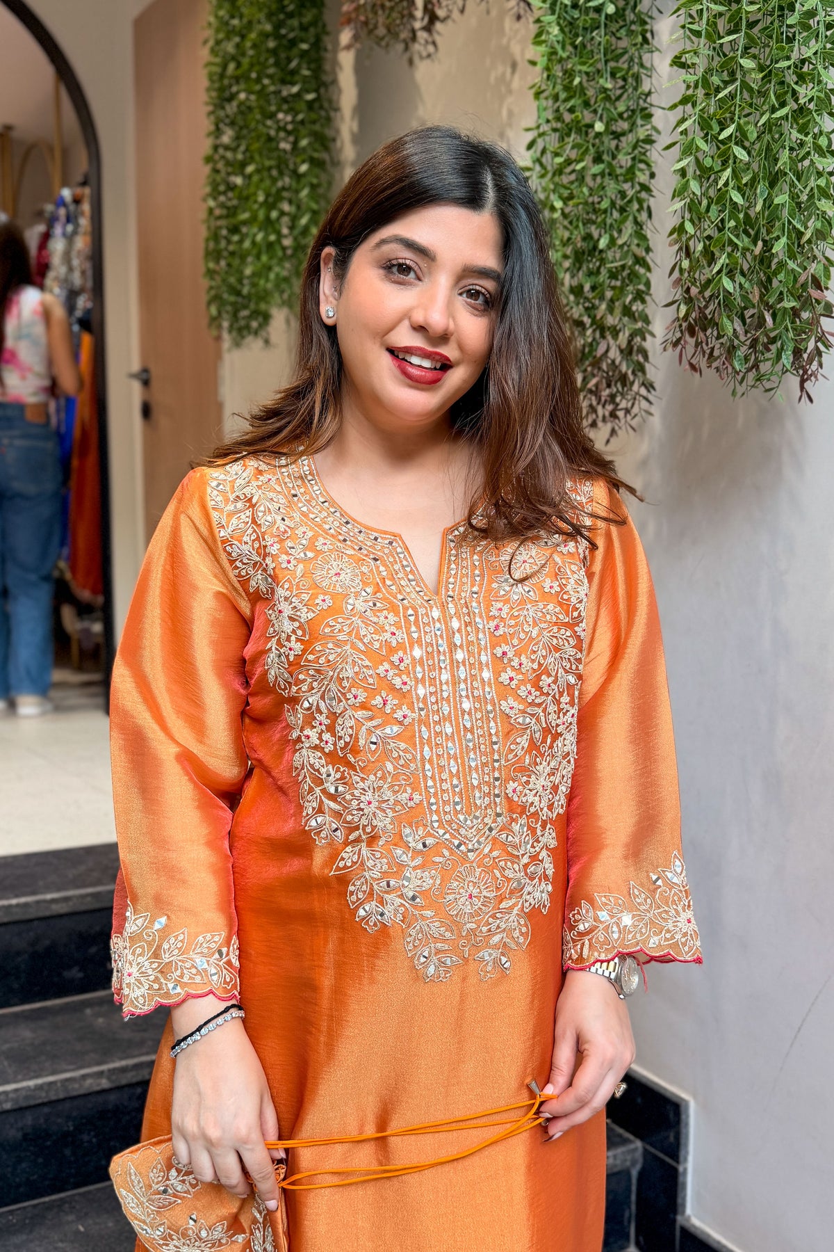 Ramila Embroidered Co ord Set with Potli