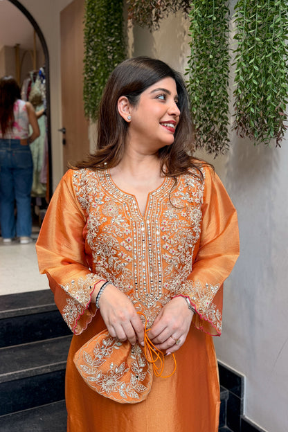 Ramila Embroidered Co ord Set with Potli