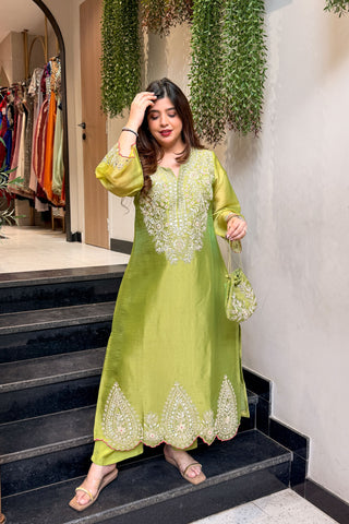 Ramila Embroidered Co ord Set with Potli