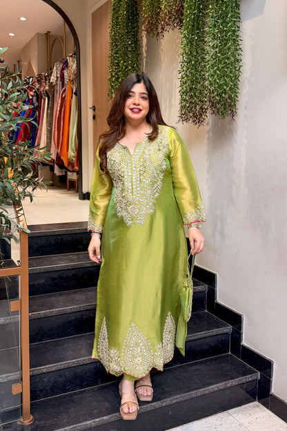 Ramila Embroidered Co ord Set with Potli
