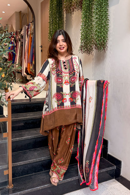 Ibadat Printed & Embroidered Suit Set