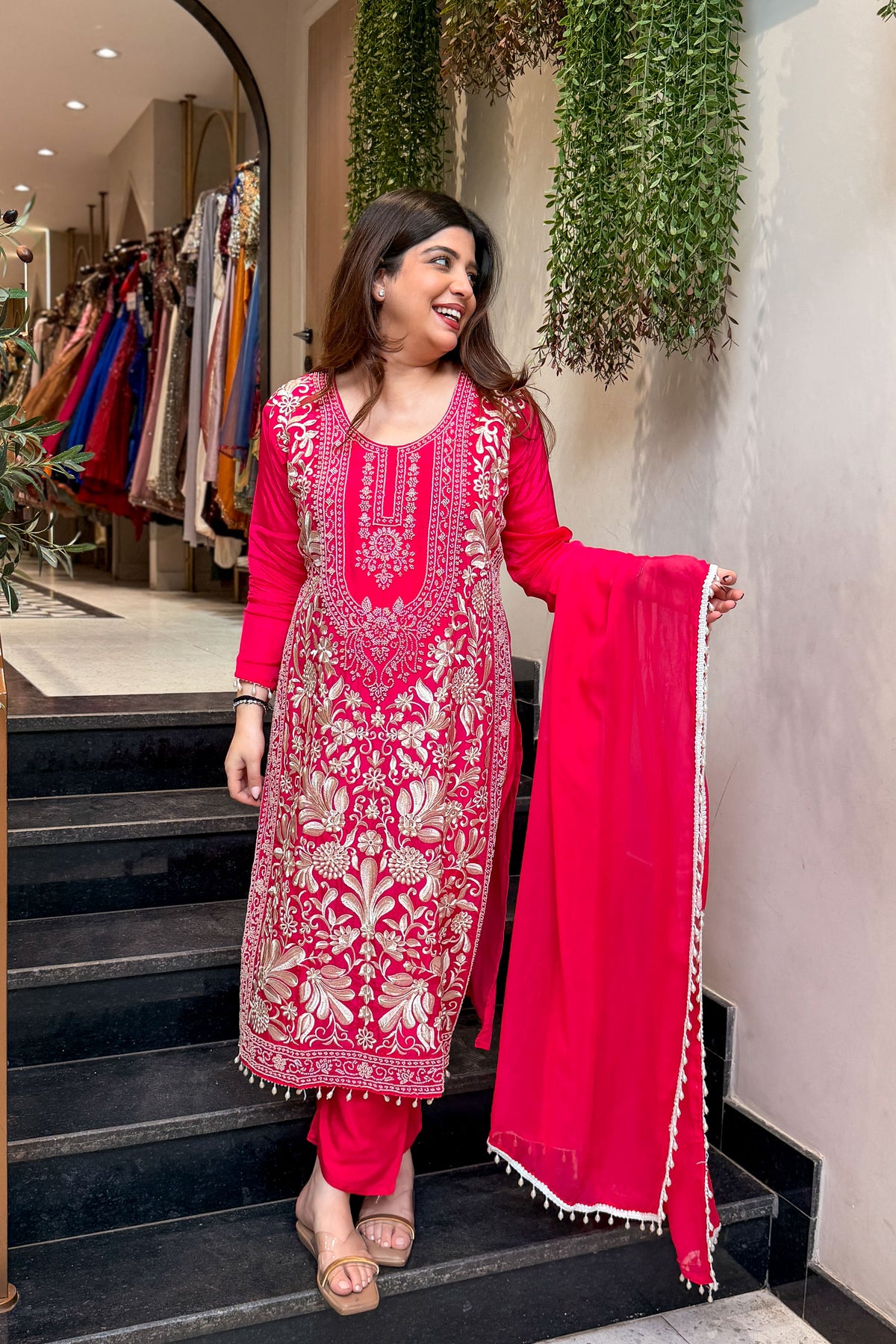 Maurya Thread & Beads Work Long Suit Set