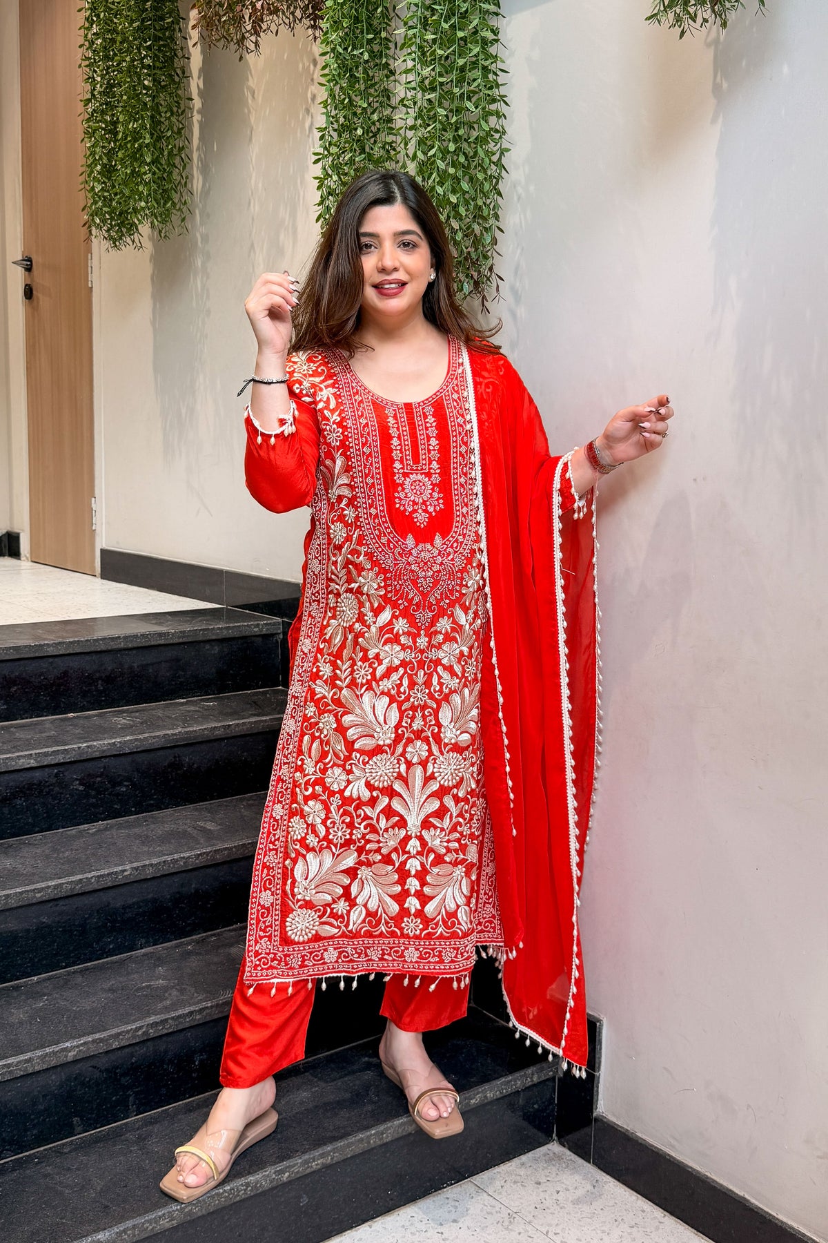 Maurya Thread & Beads Work Long Suit Set