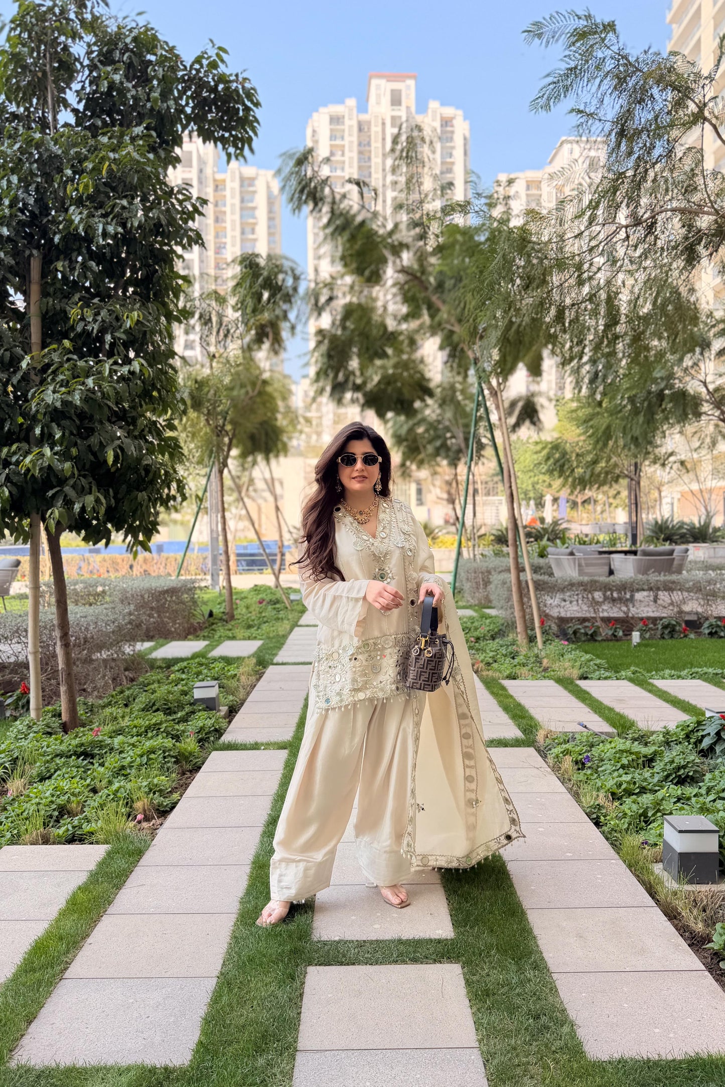 Ifrah Gotta and Mirror Detailing Suit Set