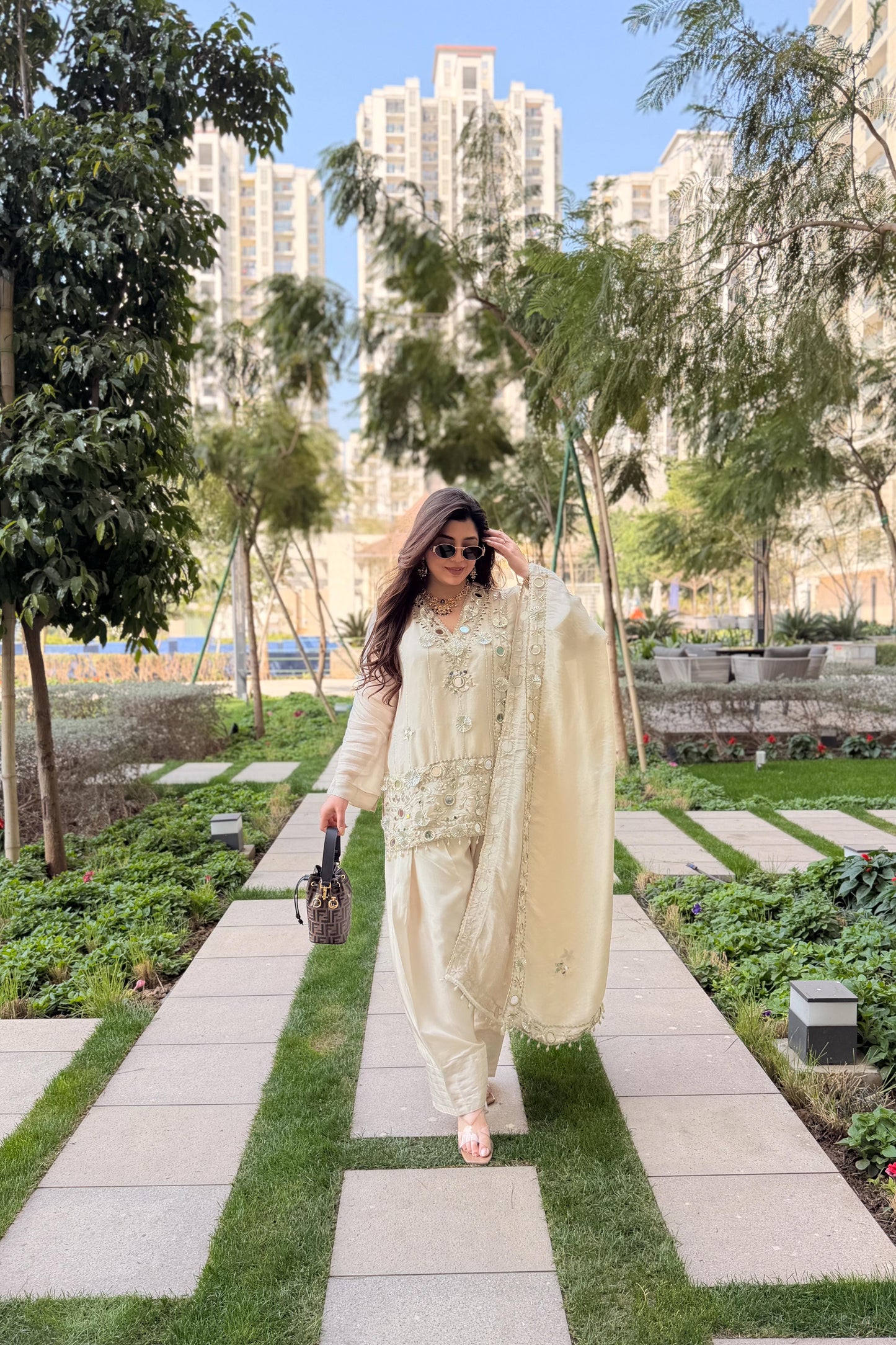 Ifrah Gotta and Mirror Detailing Suit Set