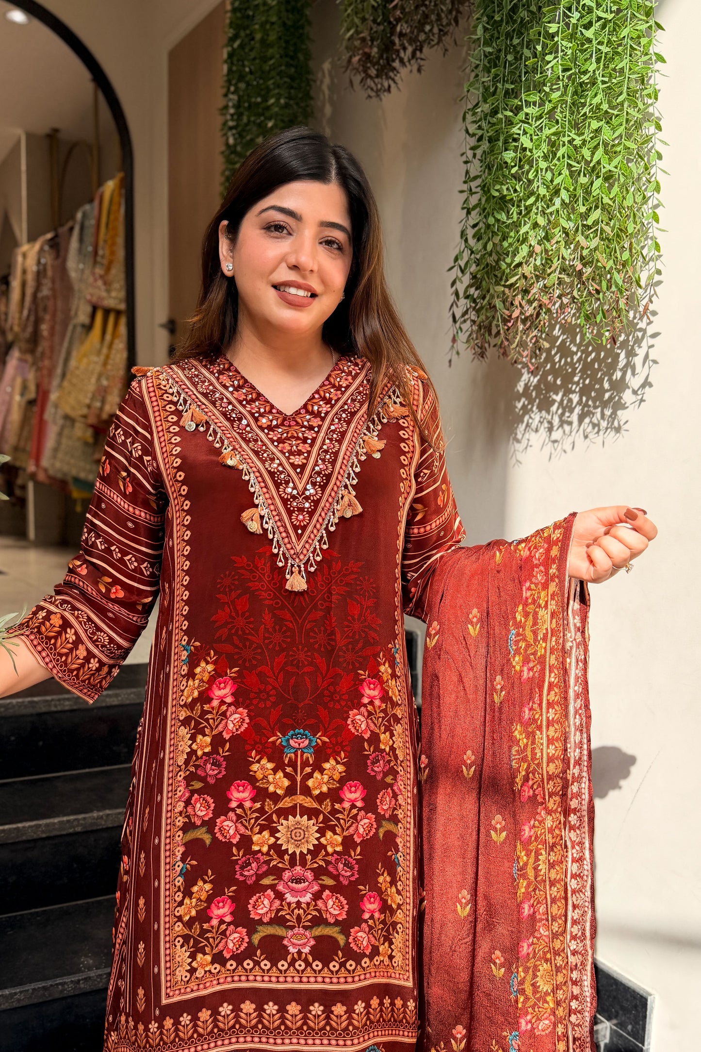 Somi Embroidered Printed Suit Set