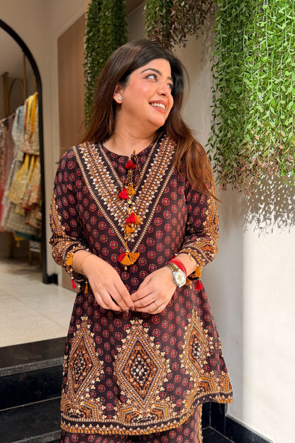 Alaya Embroidered Printed Co ord Set