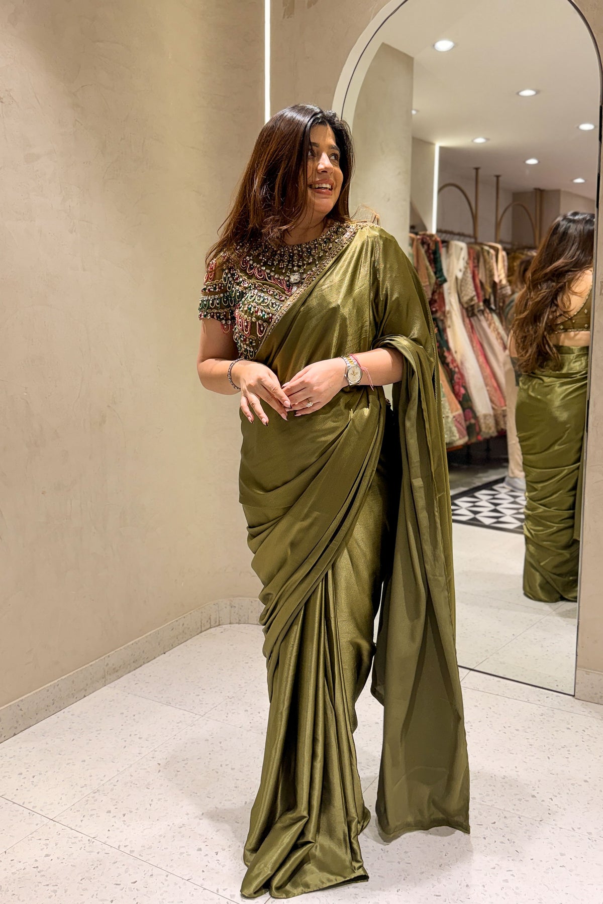 Nehran Hand Embroidered Drape Saree
