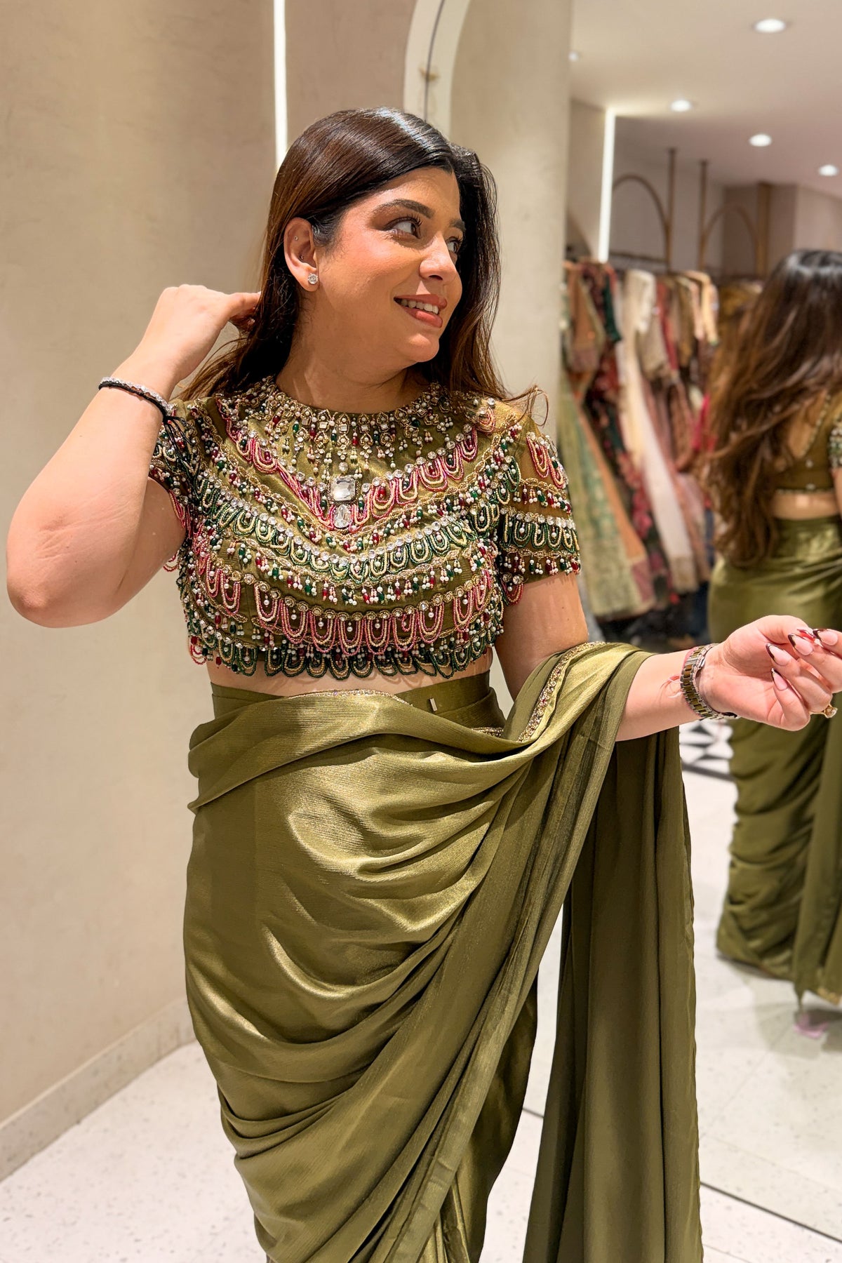 Nehran Hand Embroidered Drape Saree