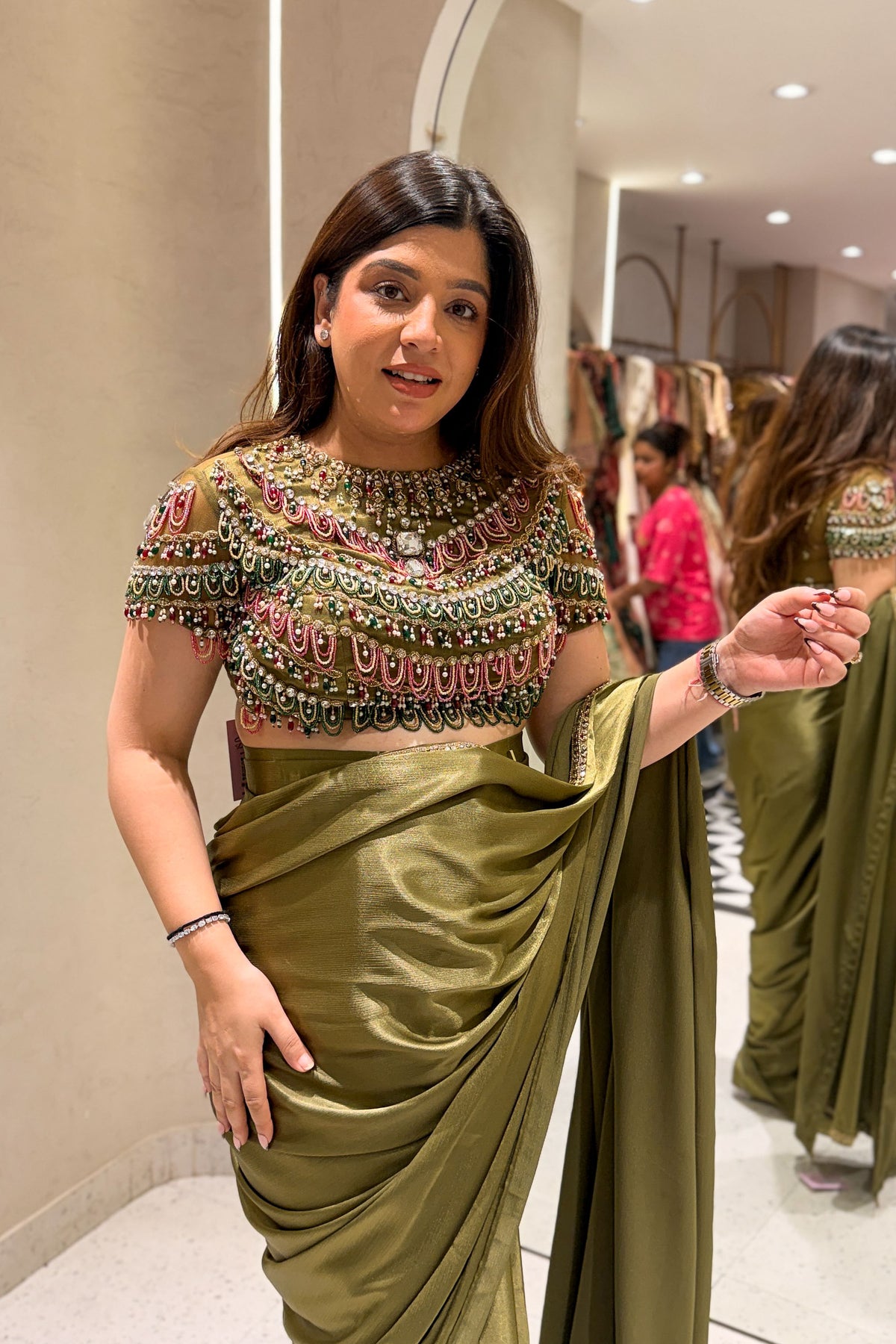 Nehran Hand Embroidered Drape Saree