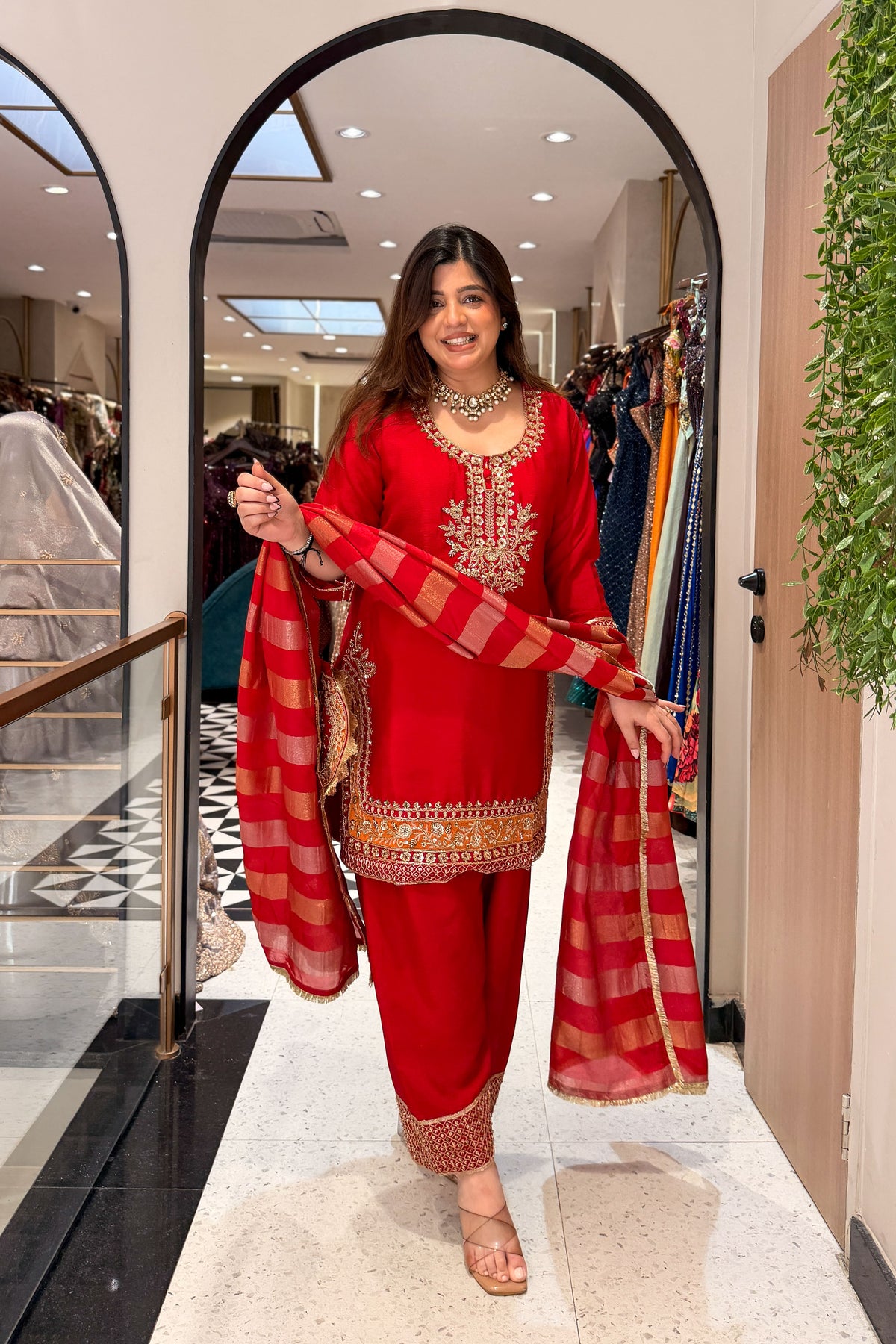 Namraa Embroidered Suit Set with Potli