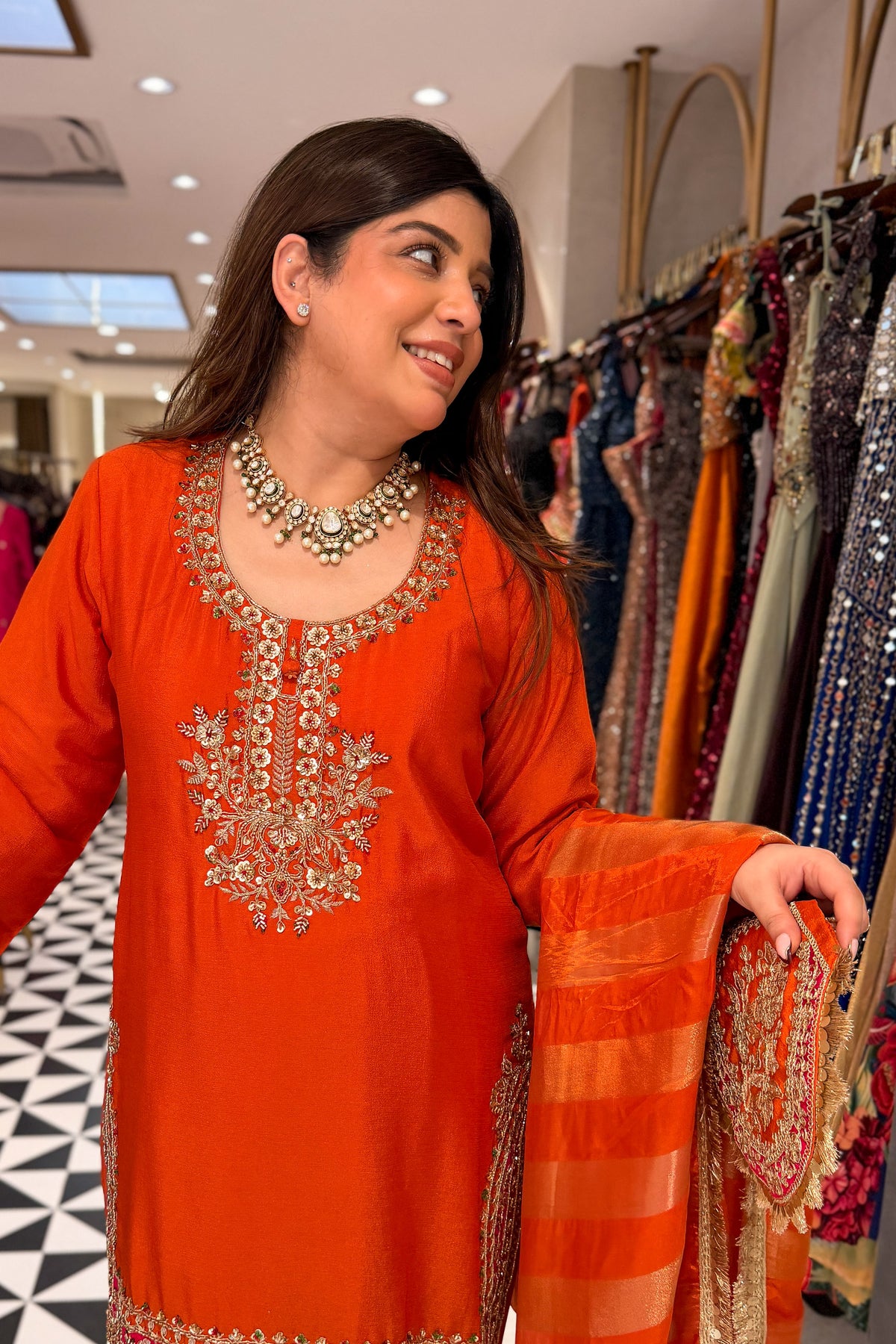 Namraa Embroidered Suit Set with Potli