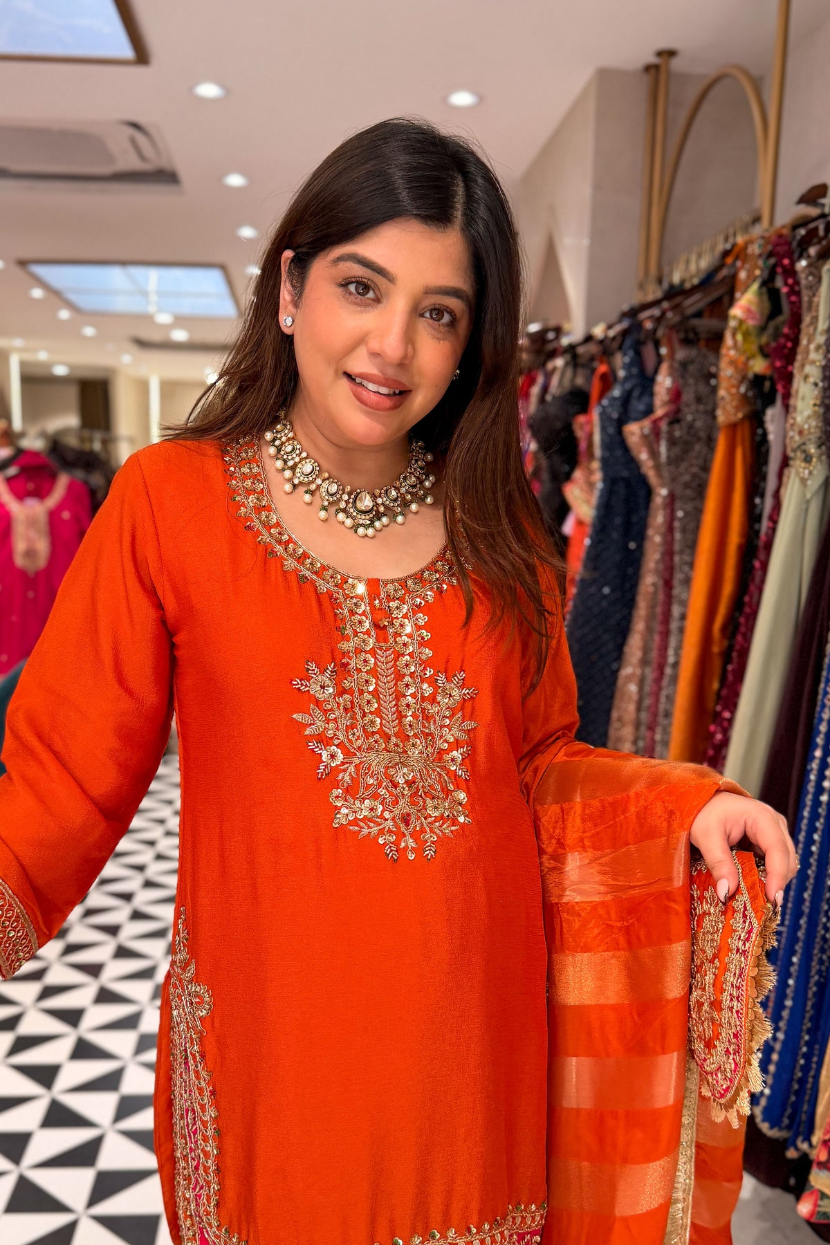 Namraa Embroidered Suit Set with Potli