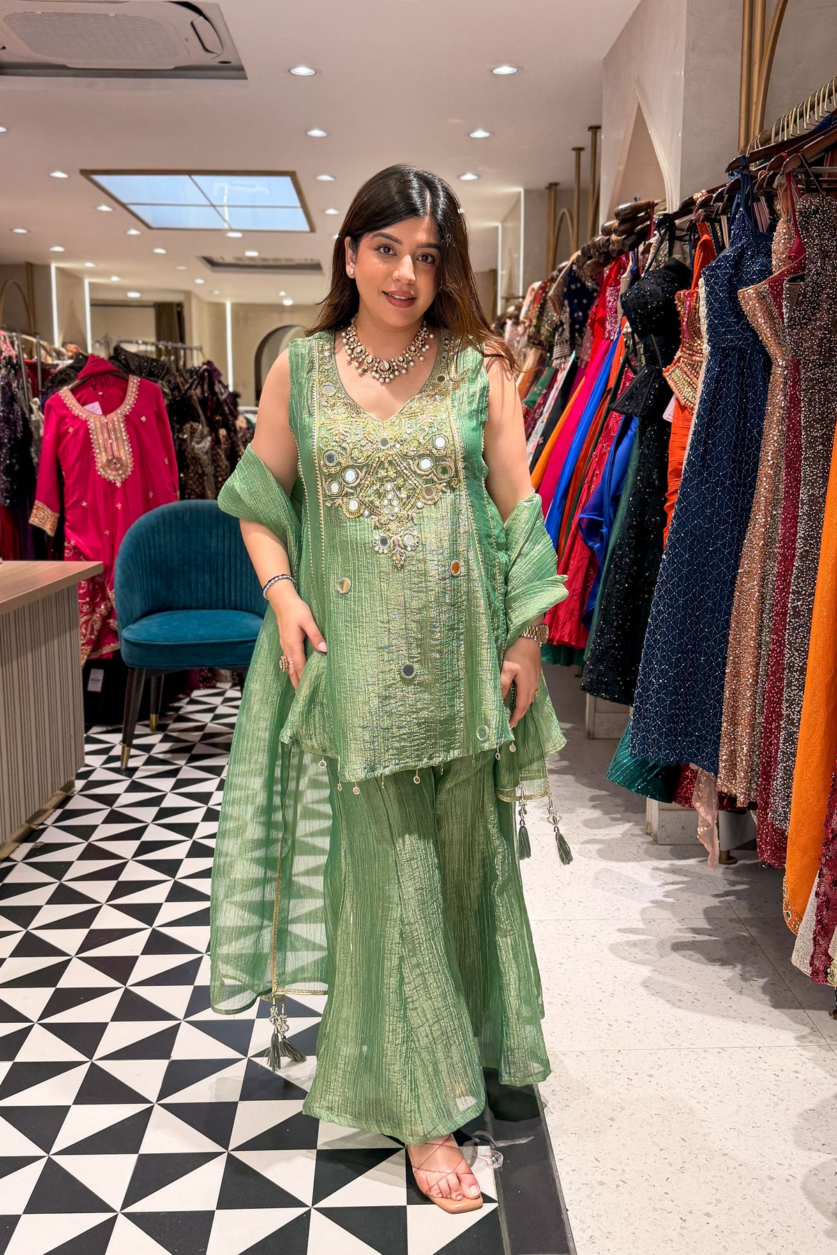 Tulika Embroidered Tissue Suit Set