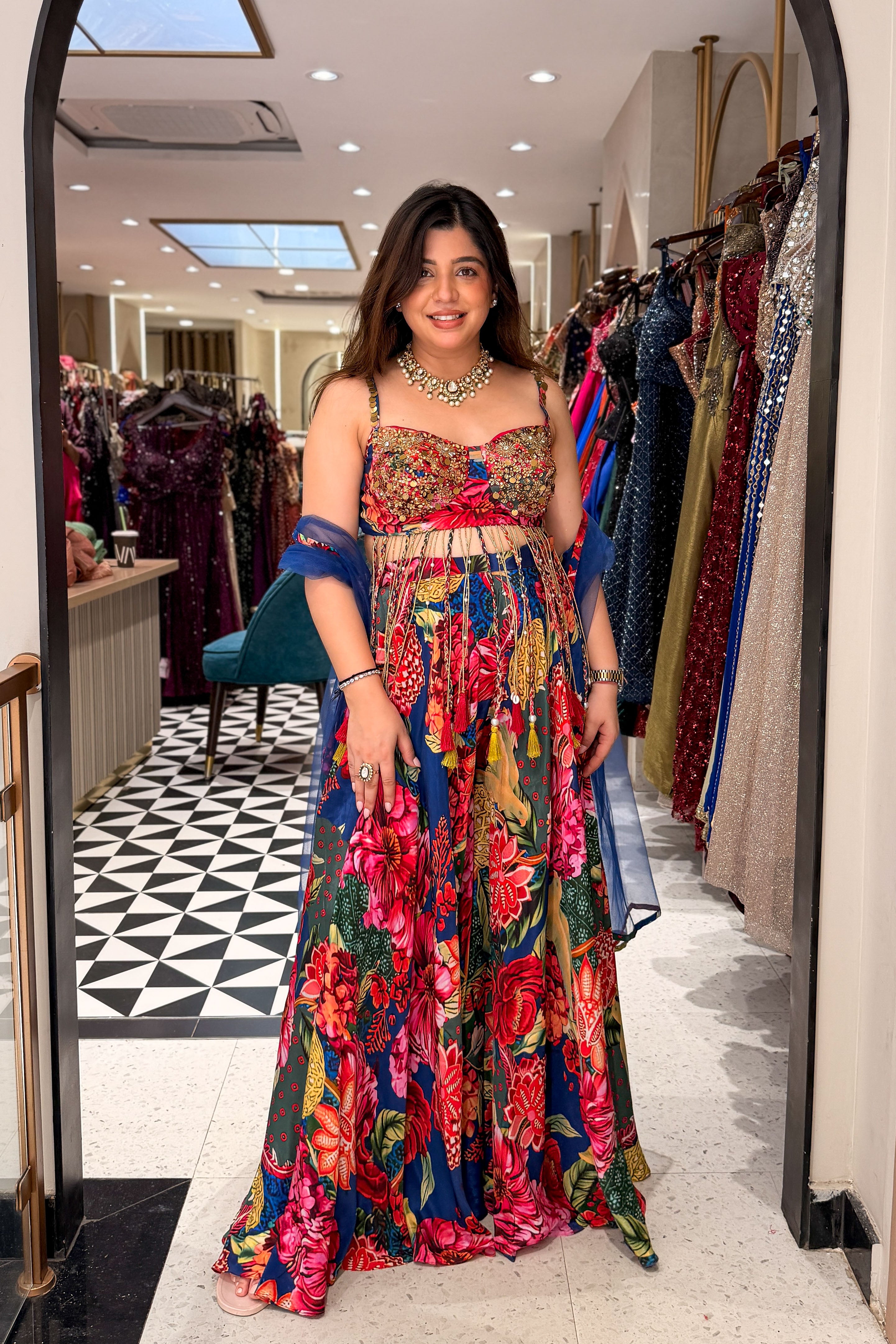 Pratha Floral Embroidered Garara Set